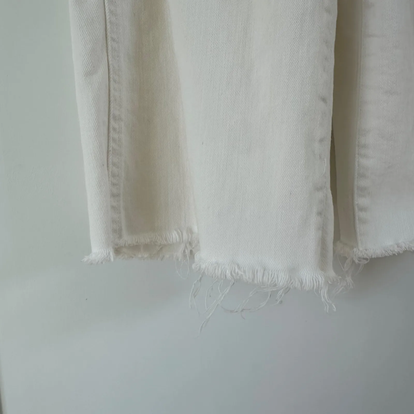 H&M White‎ Jupe Culotte Wide Leg Cropped Jeans High Waist Raw Hem Size 2 - Image 6