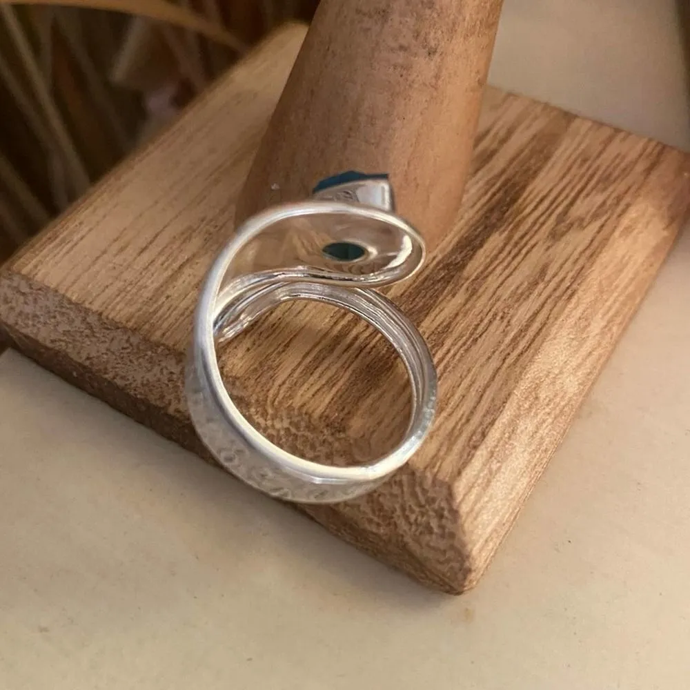 Neon Blue Apatite Solid Sterling Silver Ring Size 7.5 Adjustable Blue - Image 3