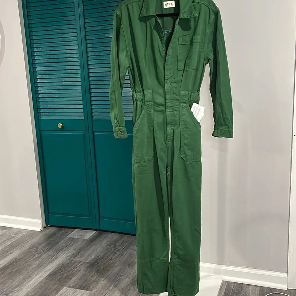 Anthropologie Etica NWT Kingsley Utility Jumpsuit Juniper Green Denim - XS - Image 4