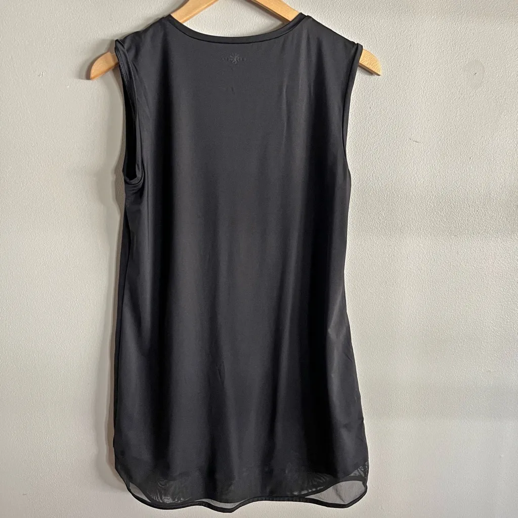 Athleta Longline Tank Top Black Mesh Trim Tunic mini dress Activewear Size SP - Image 7