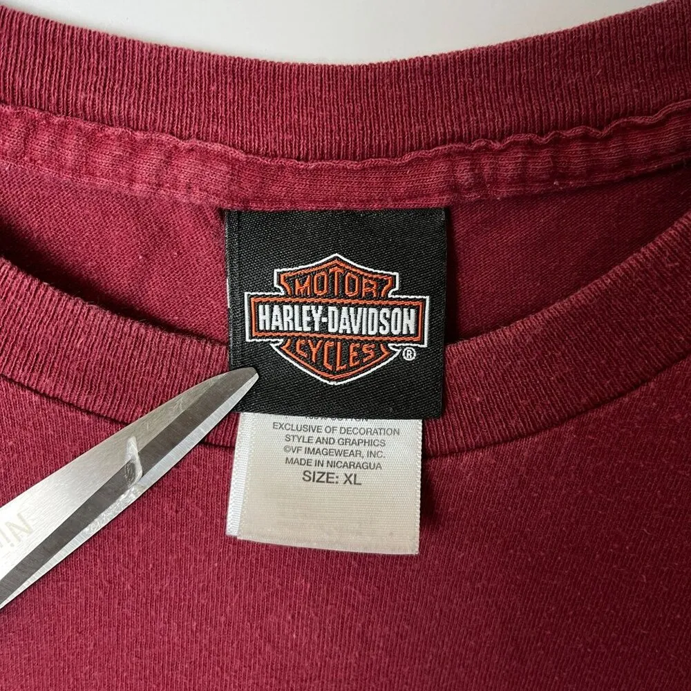 Harley Davidson Six Bends T Shirt Red XL Extra Large Pocket USA Flag Graphic Tee - Image 15