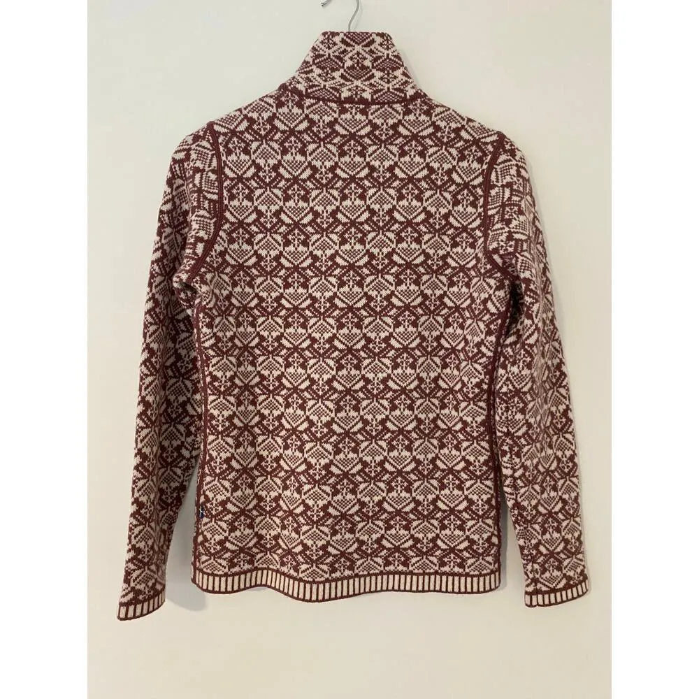 Fjallraven Snow Cardigan Mesa Purple Full Zip 100% Wool Off White EUC S $385 - Image 9