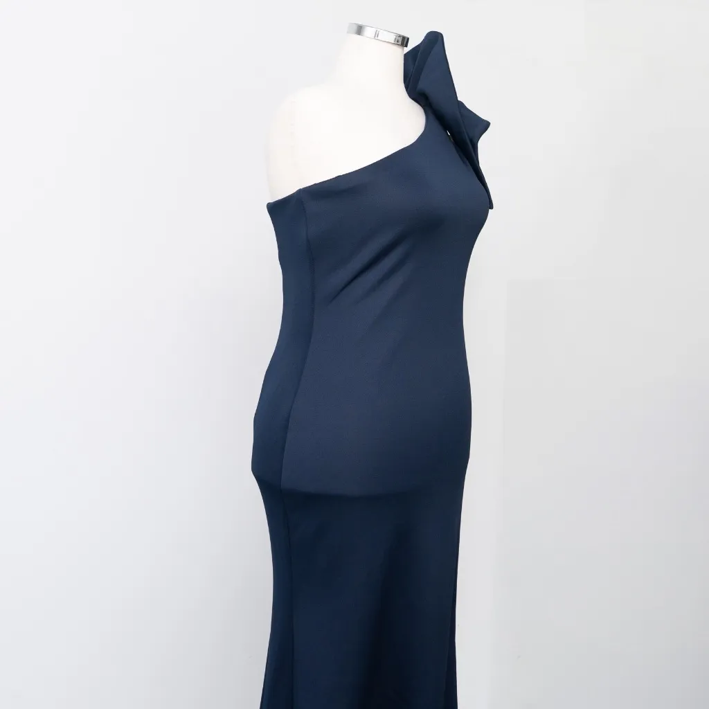 Betsy & Adam - "Daisy" Long Scuba Crepe One Shoulder Dress - Image 8