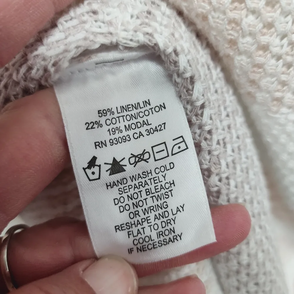 Nic & Zoe Cannon Neutral Stipe Linen Blend Sweater Size MP - Image 10