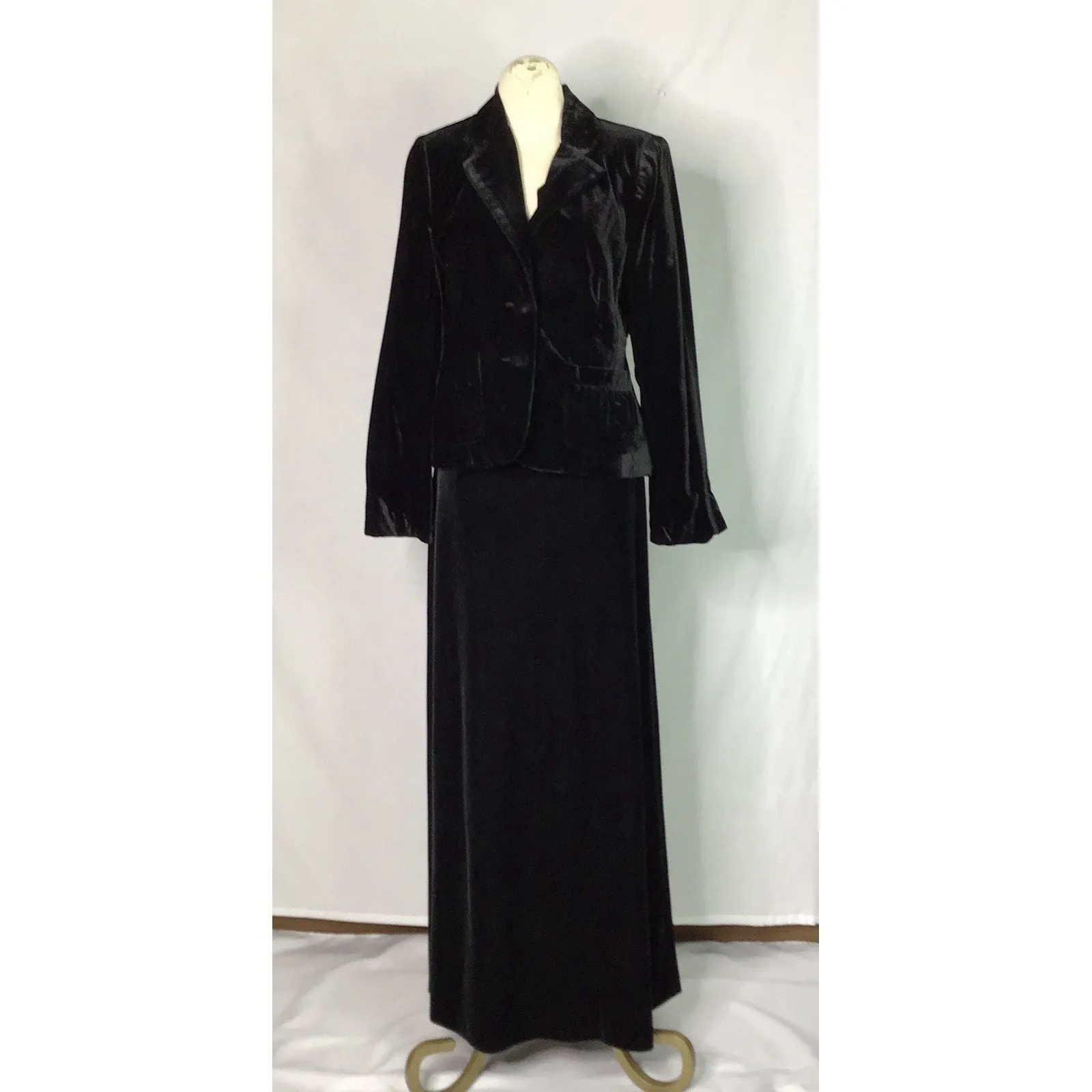 I.N. Studio Petite Black Velvet Blazer Maxi Skirt Suit 2 - Image 9