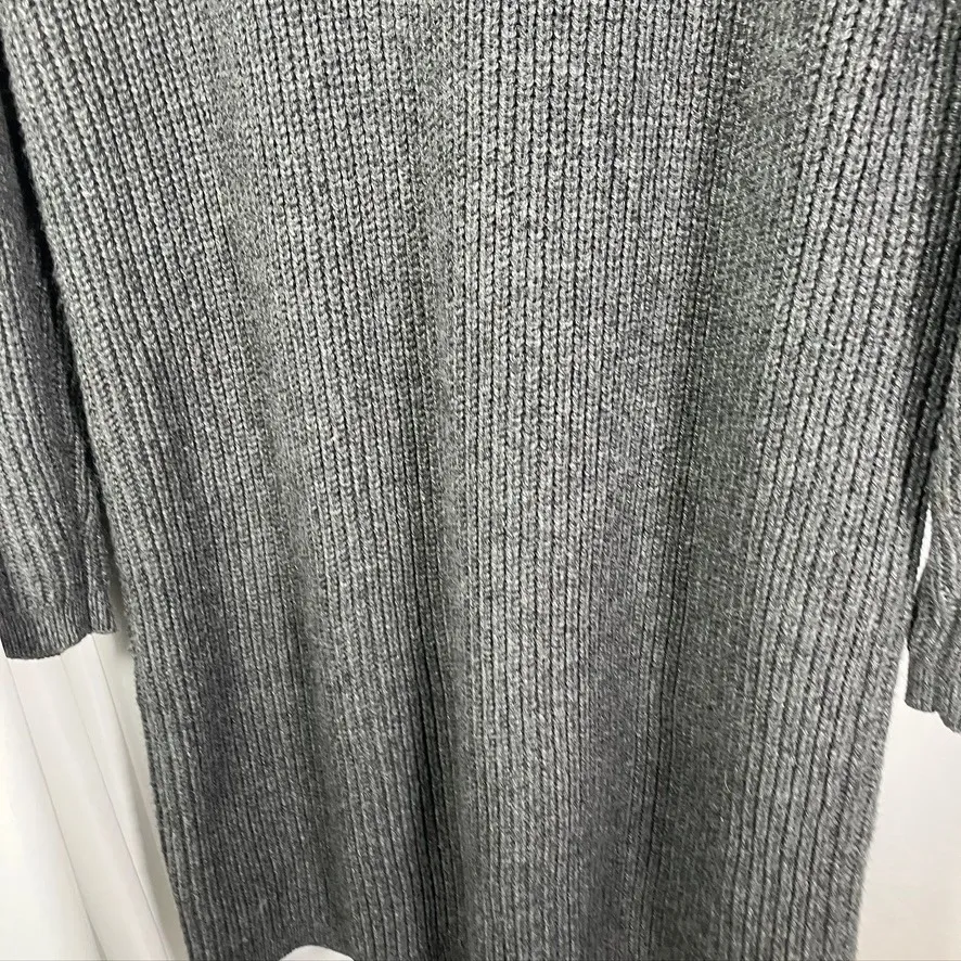 Lands End Women Mock Neck Cable Knit Sweater Dress Gray Long Sleeve Size L 14 16 - Image 12