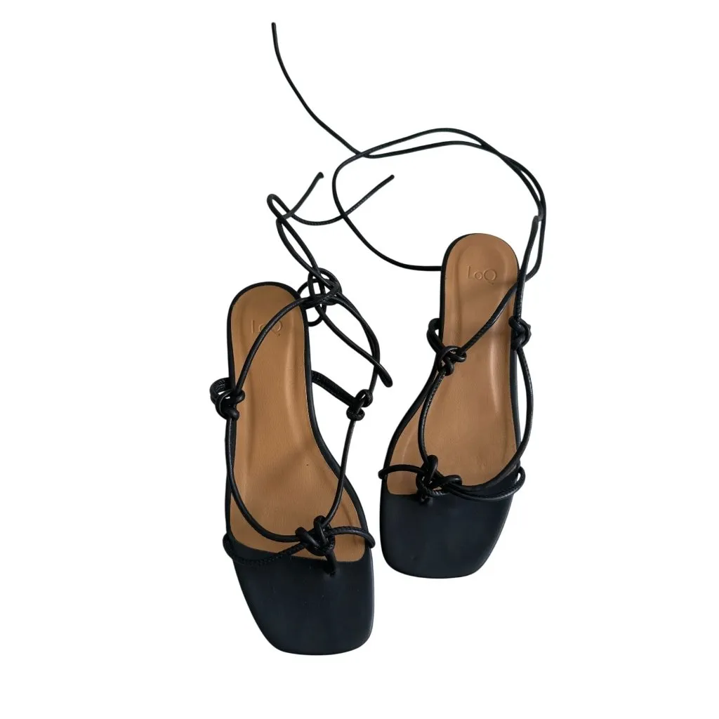 LOQ Dora Black Laceup Leather Kitten Heels Sandals Size 38 / US 8 - Image 6