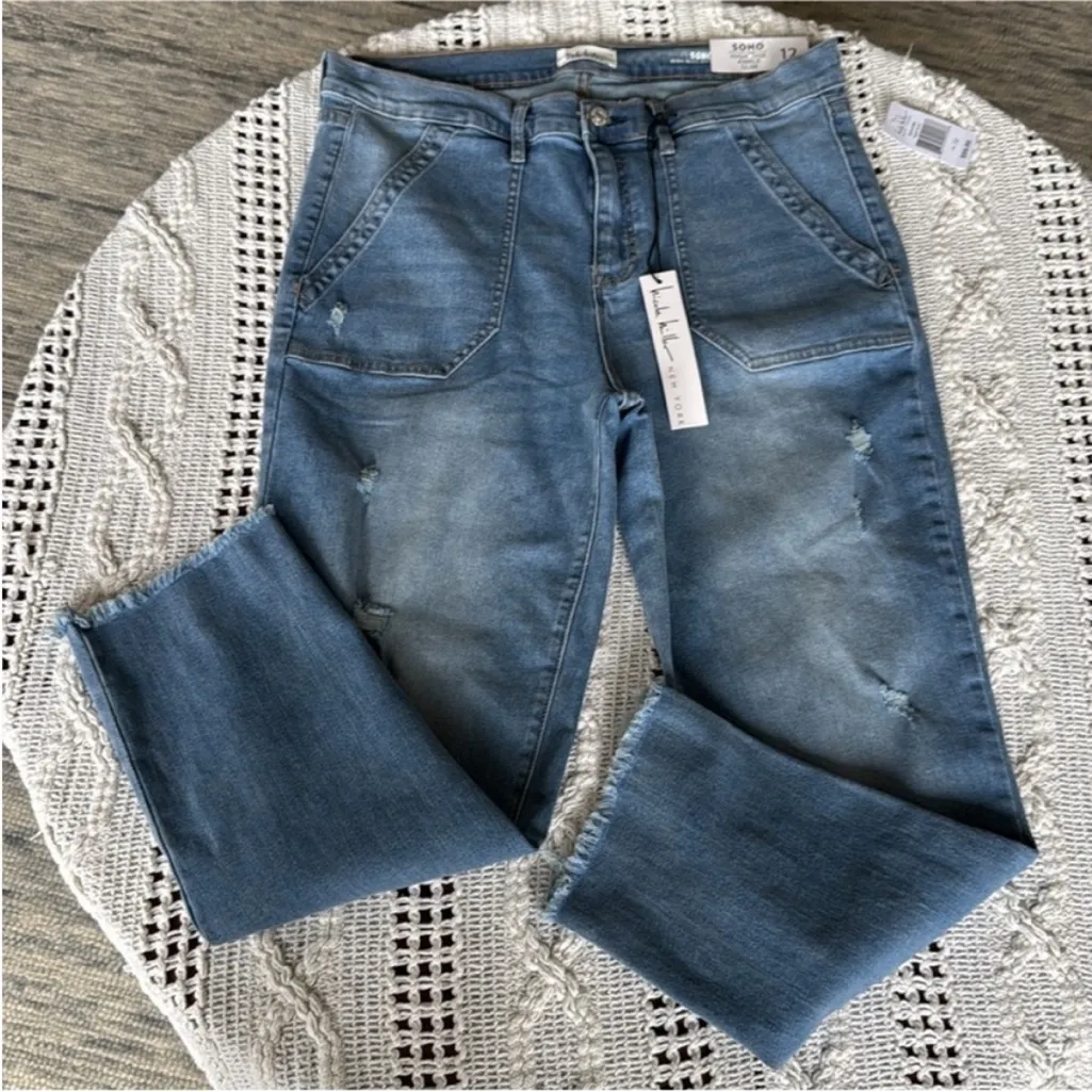 Nicole Miller Distressed Blue Ankle Jeans - Image 2