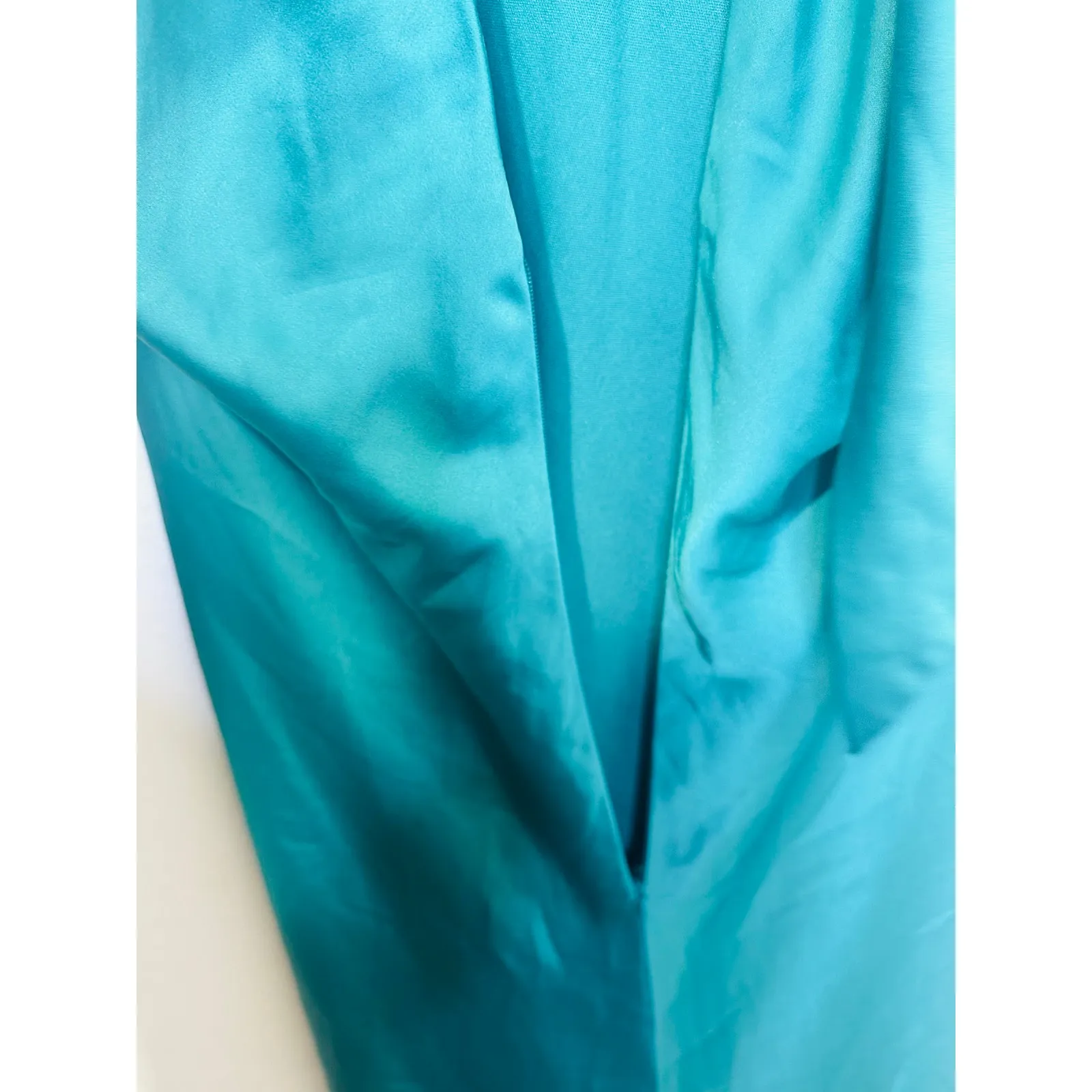 FAVIANA Green Satin Sleeveless Halter Neck Thigh-High Side Slit Gown Dress sz 14 - Image 10