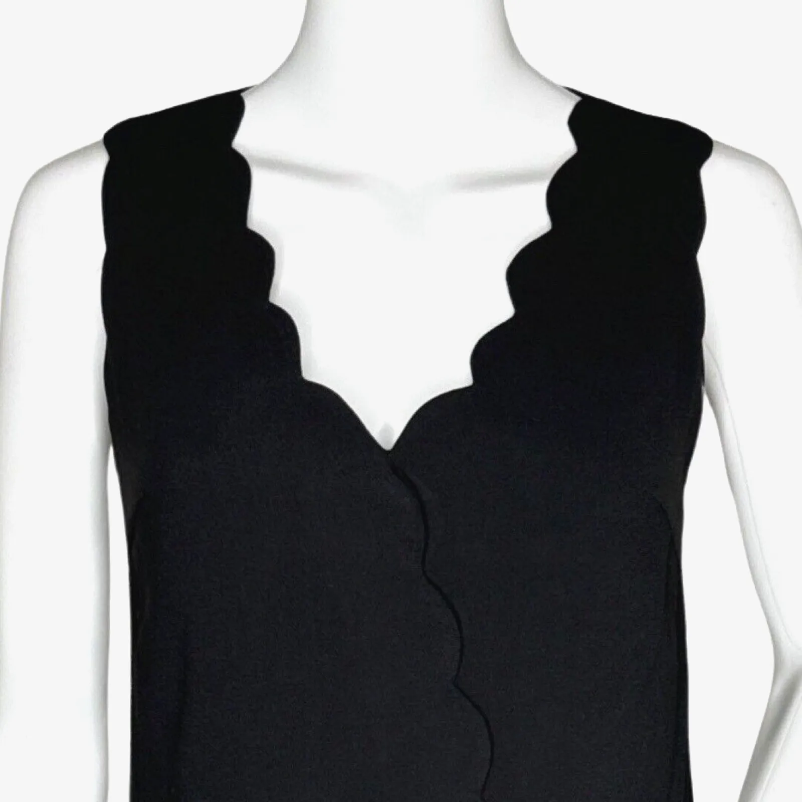 Foxiedox Dress Womens XS‎ Black Lina Scalloped Collar Sheath Neutral Minimalist - Image 5