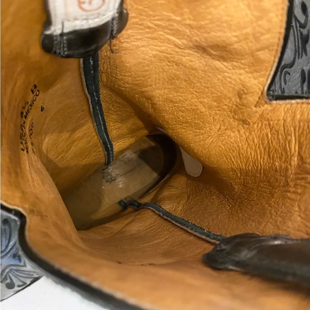 Shyanne Tall Black Gray Leather cowgirl cowboy western boots size 8.5 - Image 5