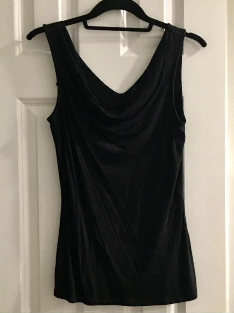 WHBM Dressy Tank, V-Neck Front & Back, Black, Size S - Image 3