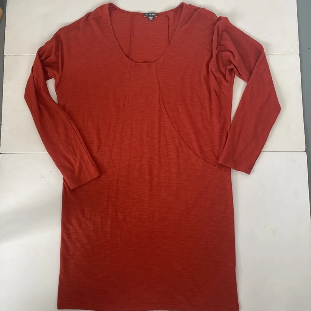 Lilla P Women’s Rust Terracotta Long Sleeve Dress Jersey Knit Pima Modal Blend Orange Size M - Image 2