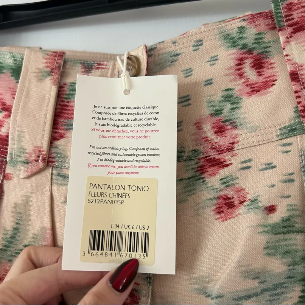 NWT Sezane Tonio Antique Flowers Trousers Pants Size 34 / US 2 - Image 5