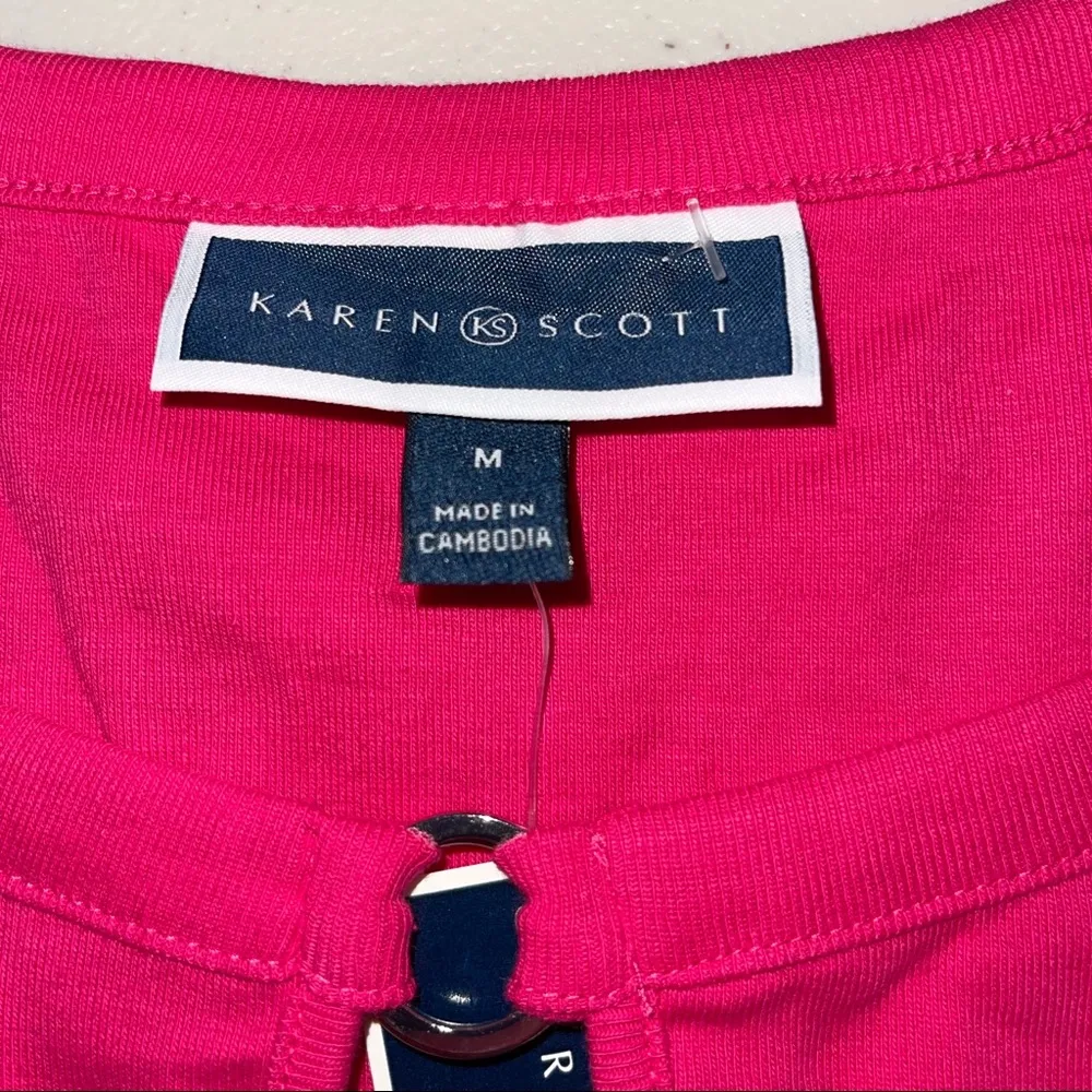 KAREN SCOTT PINK COTTON TANK TOP MEDIUM - Image 3