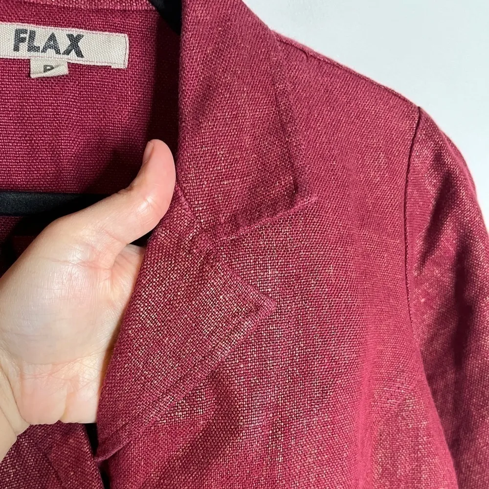 Flax red and gold metallic linen blazer jacket - Image 2