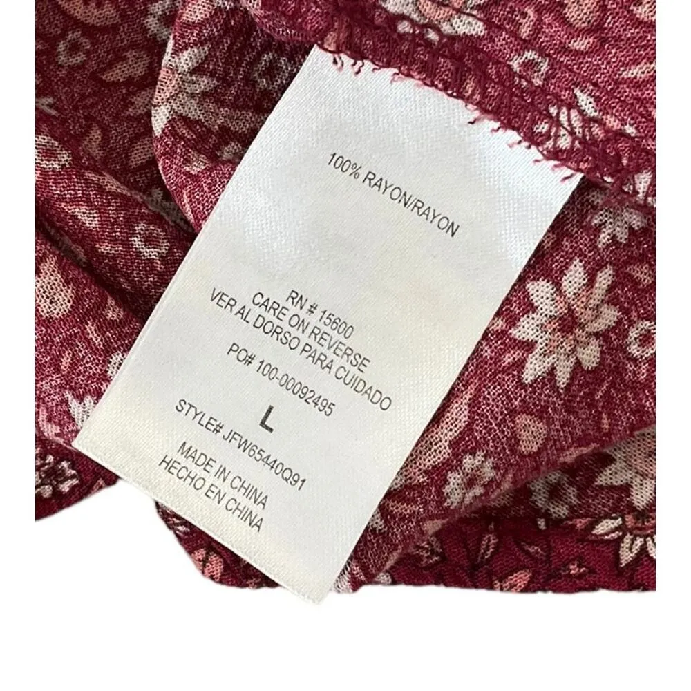 Mason Belle Pink Rose Floral V-neck Long Sleeve Women's Top Size Large | 3-5 - Image 4