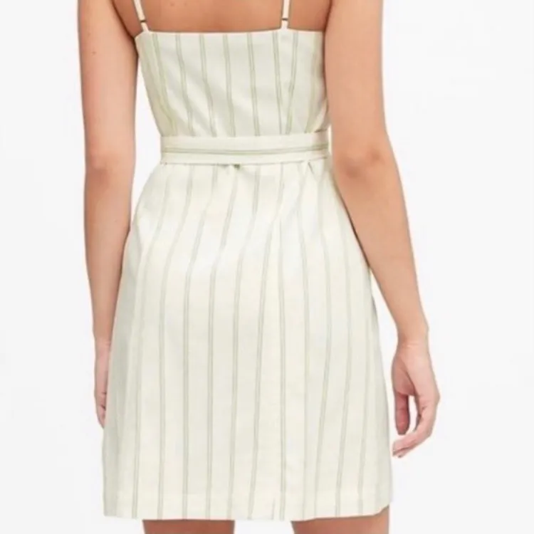 Banana Republic Button Front Dress in Green Stripe - Image 2