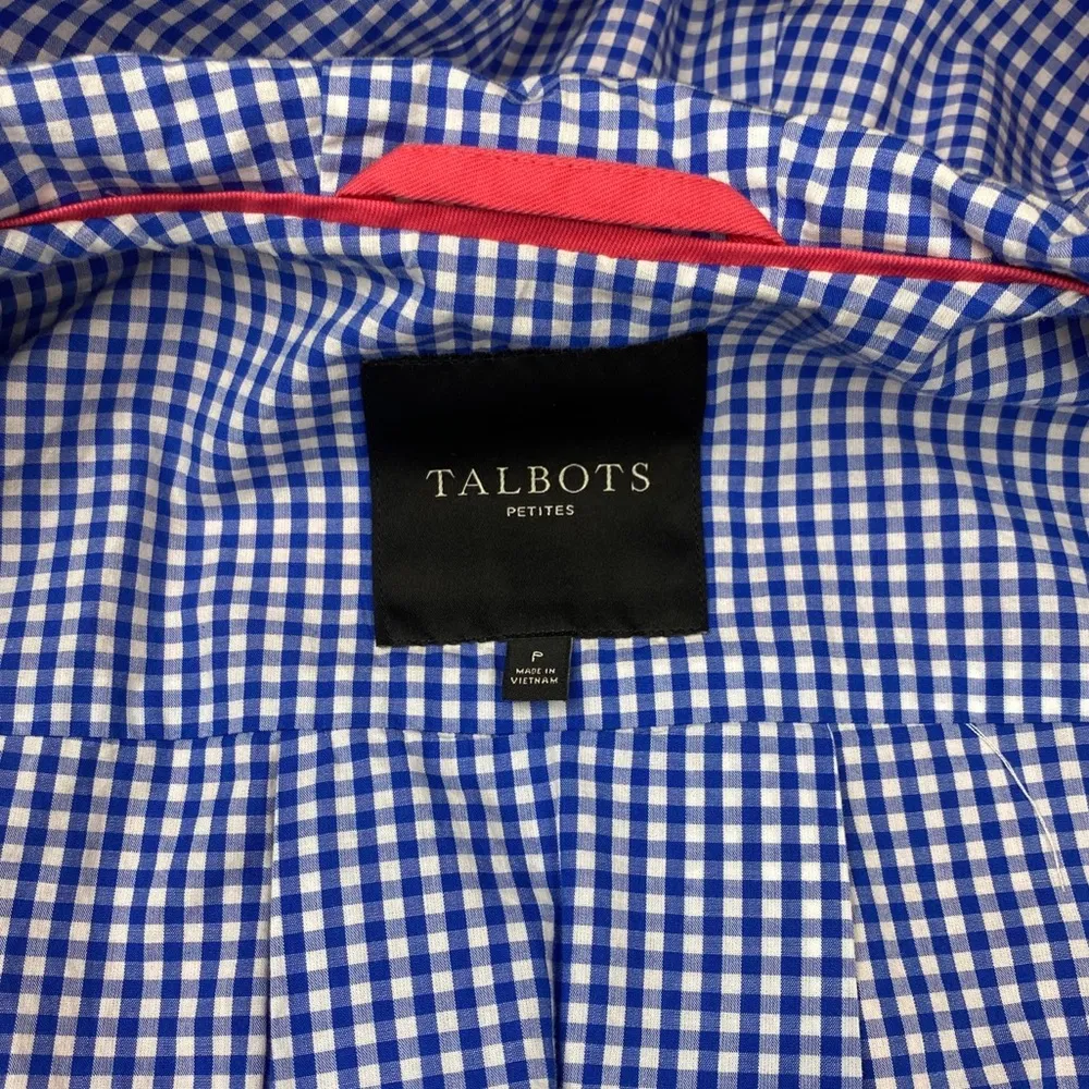 Talbots Petites Coral Pink Hooded Rain Jacket Coat Full Zip Pockets Lined - Image 5