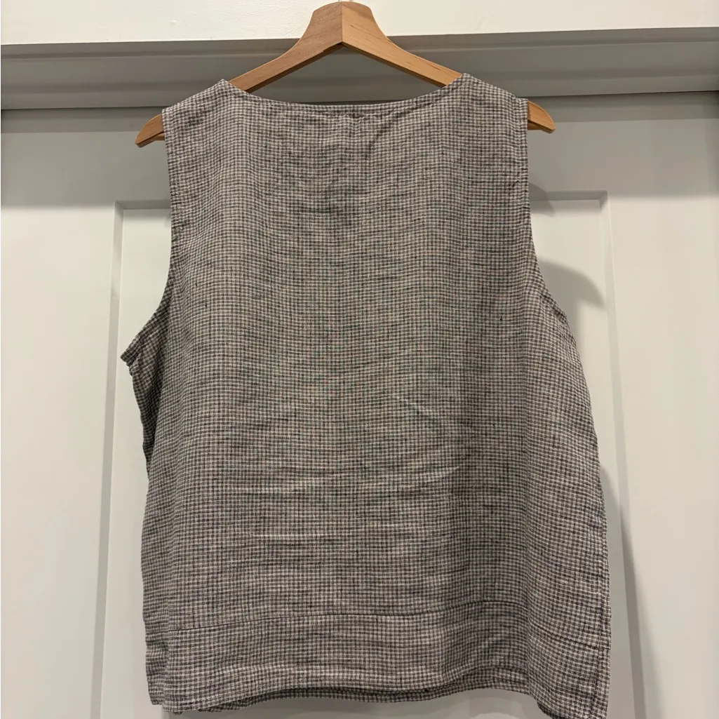 Habitat Natural Linen Cottagecore Granola Euro-Summer Sleeveless Top Size Large - Image 2