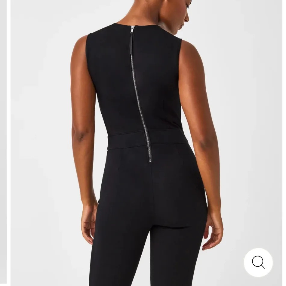 SPANX The Perfect Sleeveless Jumpsuit Ponte Knit Classic Black Flare Wide Leg - Image 12