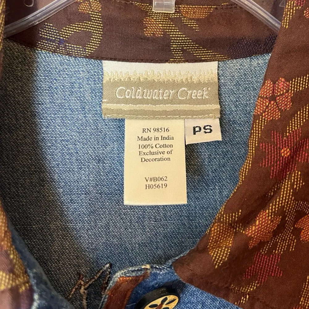 Vtg 90s Coldwater Creek Embroidered Horses Lightweight Denim Shacket Shirt S/M - Image 4