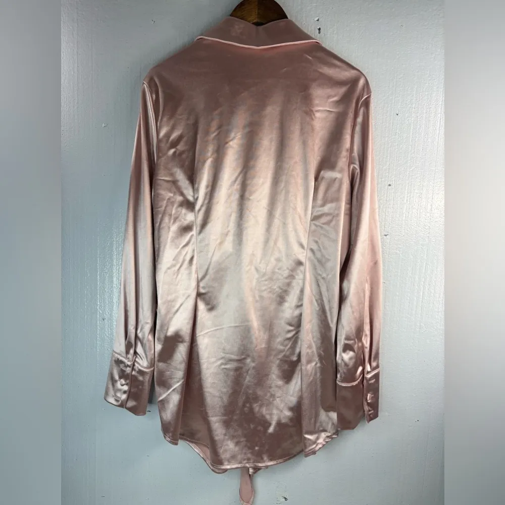 SHEIN 2X Pastel Pink Pearl Satin Celebrity Top with Silky Finish Top - Image 3