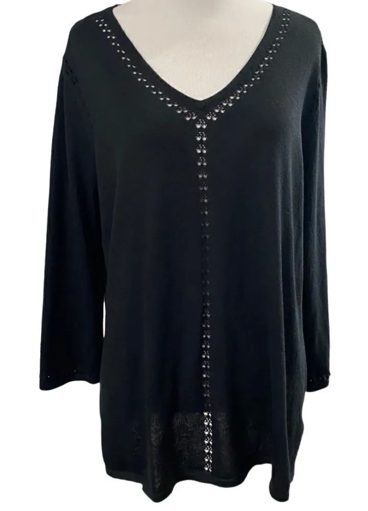 Roz & Ali Cut Out Black Sweater - Image 2