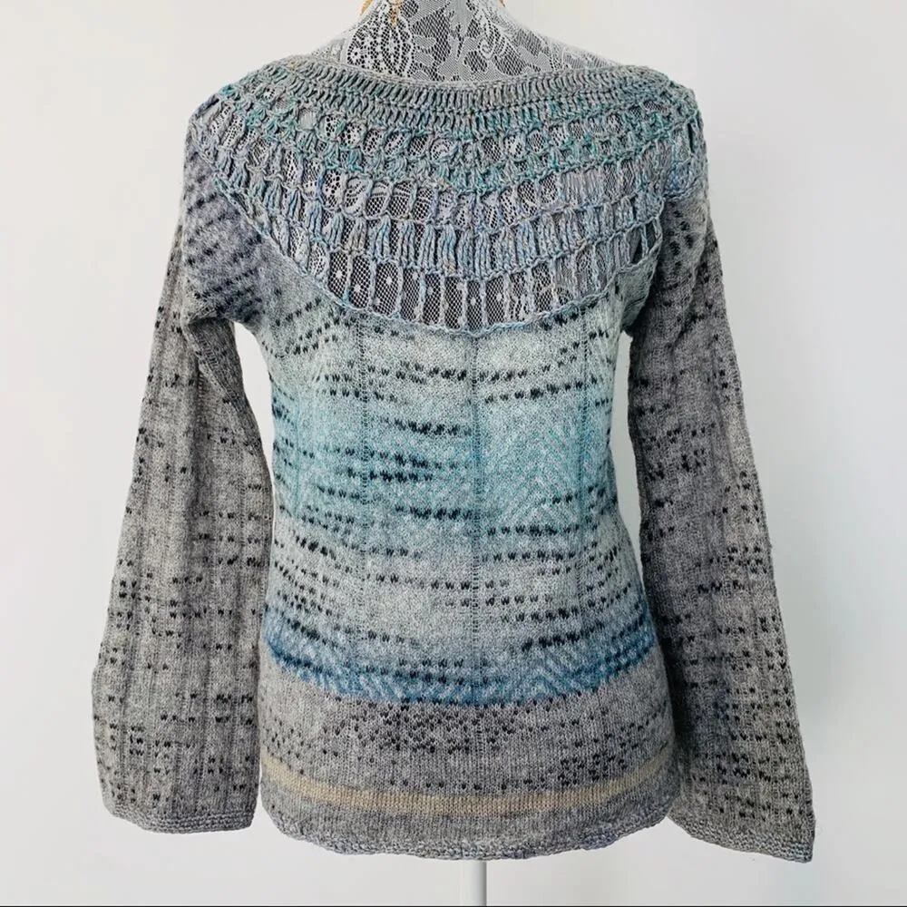 FREE PEOPLE Womens Bell Sleeve Crochet Back Ombré Spacedye Sweater Size XS - Image 2