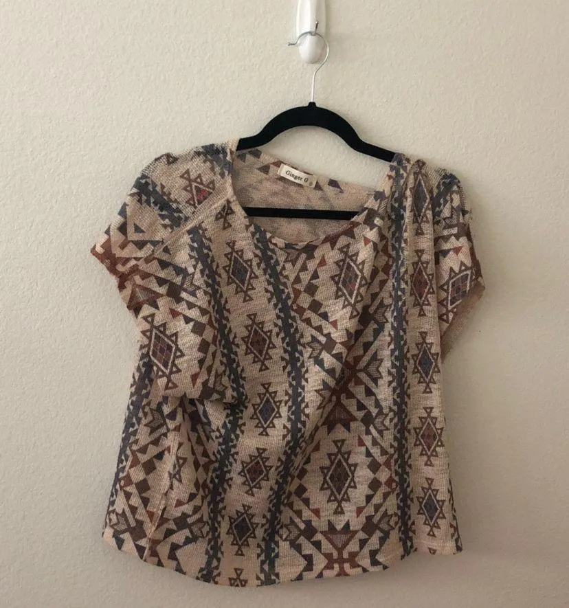 Ginger G light brown geometric print top - Image 4