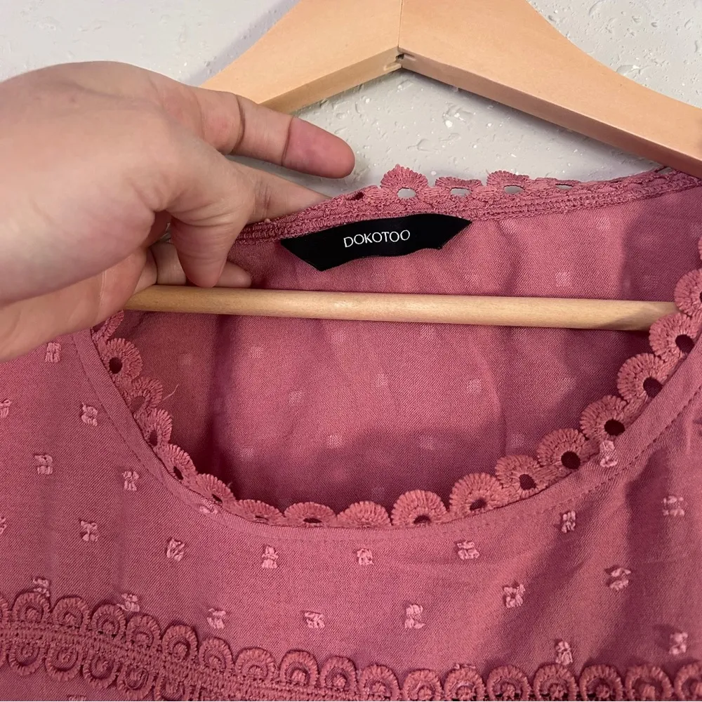 Pink Lace Trim Women's Top Blouse Casual Spring Pastel XXL - Image 2