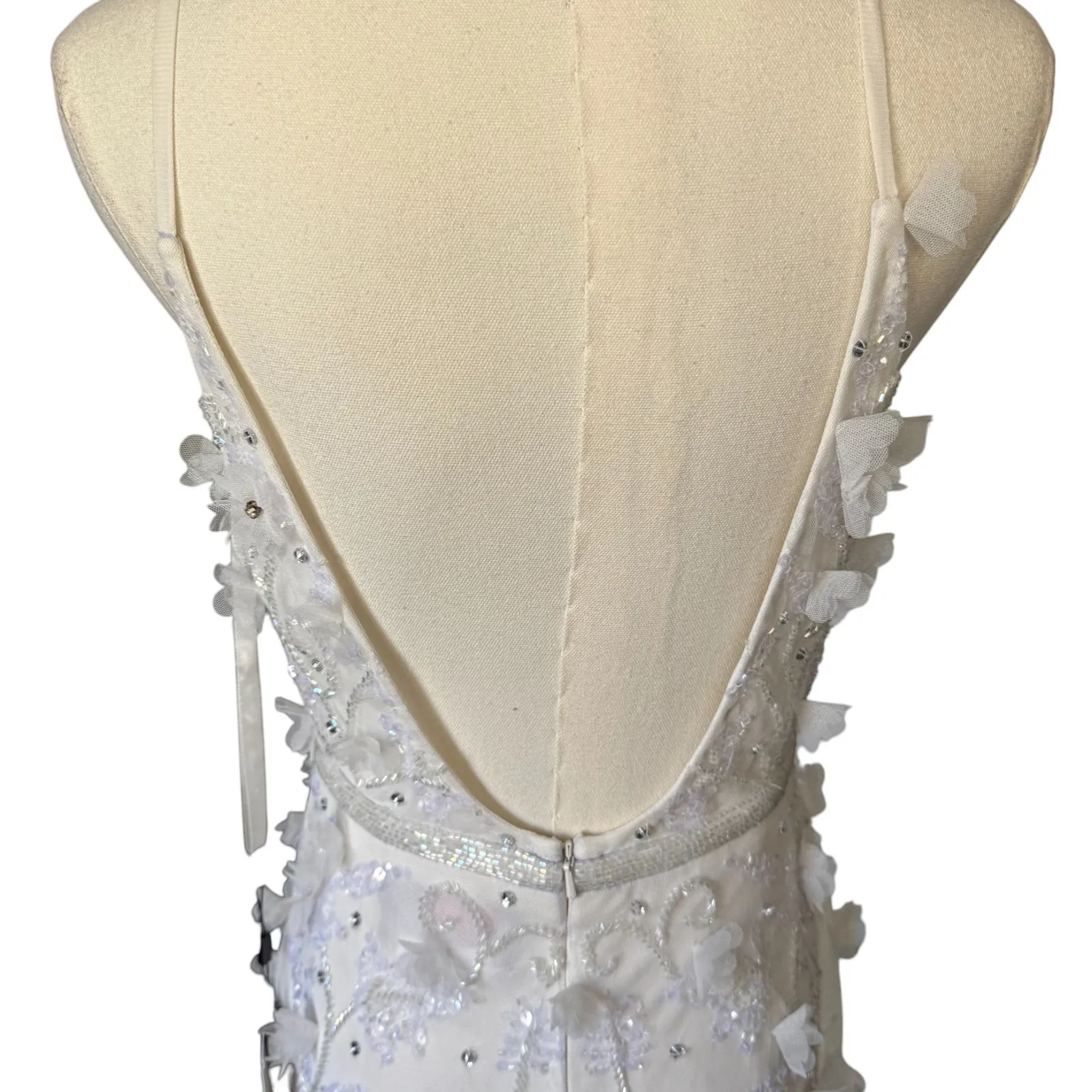 Mac‎ Duggal 93686 Floral Applique Gown Dress White Size 4 NWT - Image 8