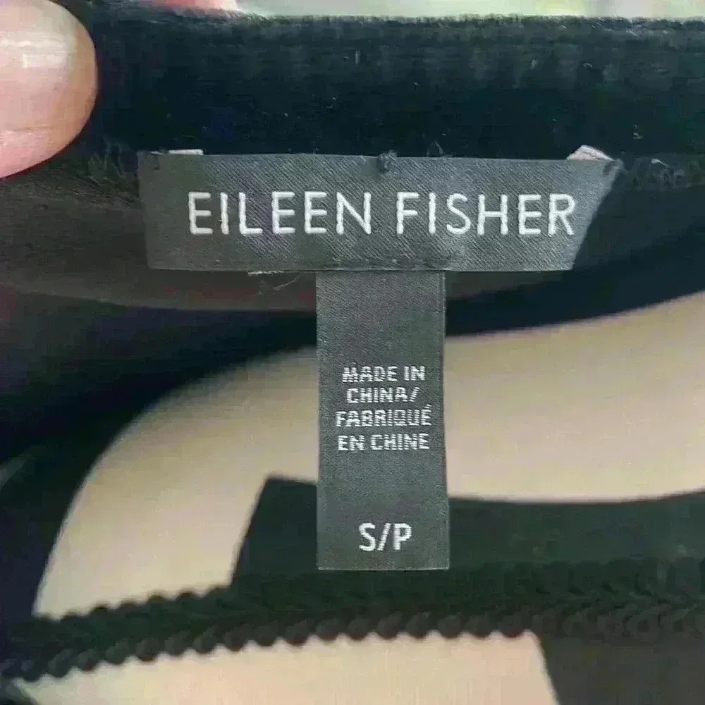 Eileen Fisher women’s velvet top, silk bottom tunic dress with side slits;size S - Image 5