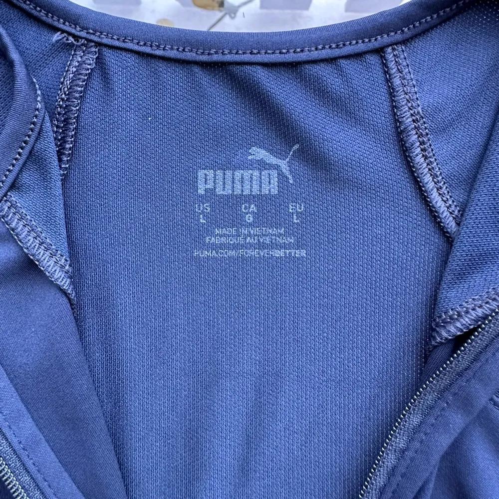 Puma Shine Lightweight Quarter Zip Long Sleeve Pull Over in Navy Blue Size Large - Image 5