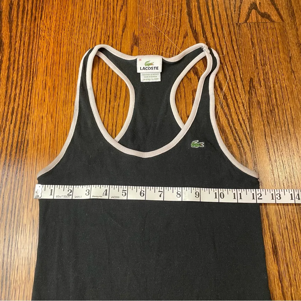 Lacoste Vintage Women's Black and White Trim Tank Top - Image 4