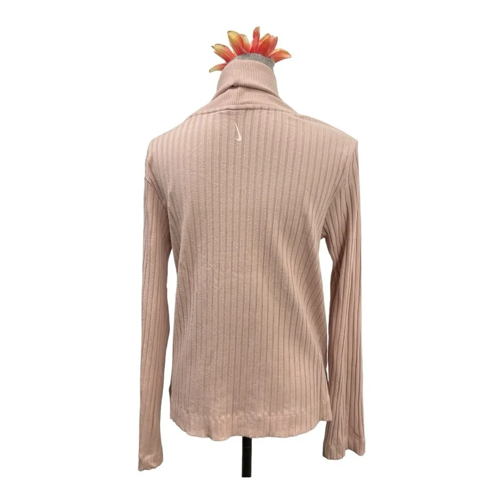Nike Yoga Top Womens M Pink Luxe Ribbed Cover Up Long Sleeve Workout NEW - Image 5