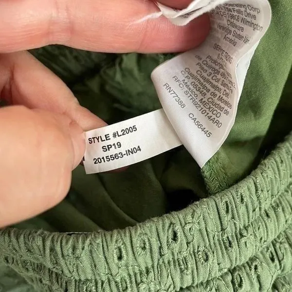 J Crew Eyelet Pull On Cropped Pants XXS Green - Image 7