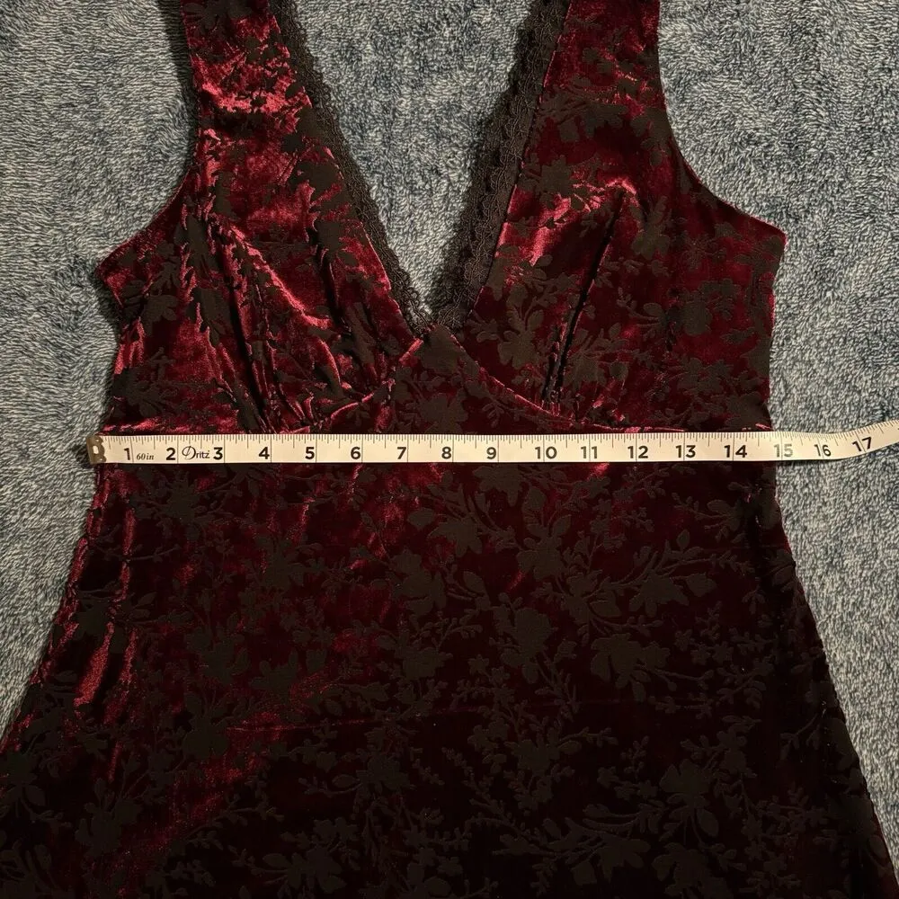 Trixxi Dress Sz LG Burgundy Velvet Dark Romantic Babydoll Whimsigoth Vampire EUC - Image 15