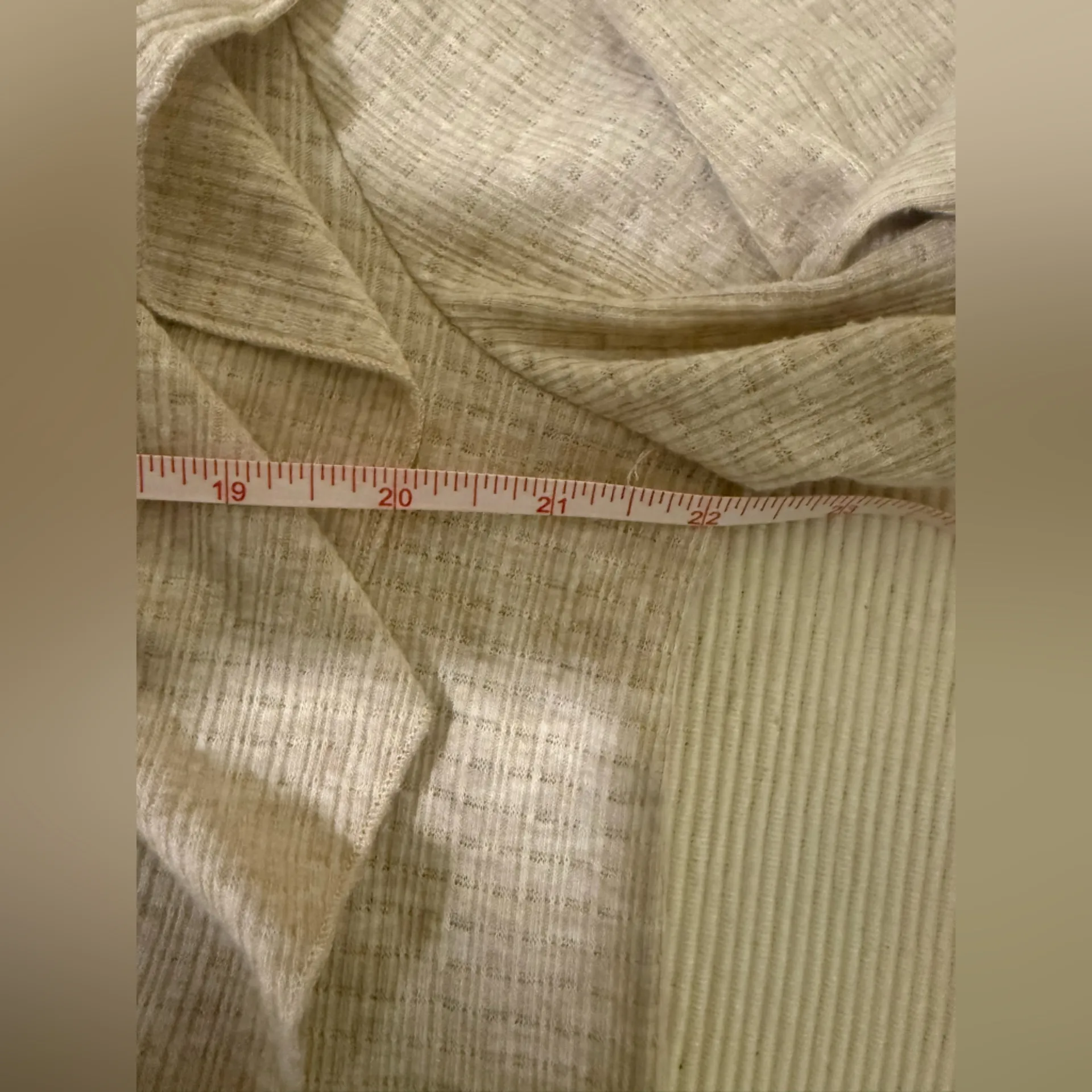 A Beautiful Soul Ruffle Babydoll Top 1X Taupe Knit Tiered Boho Cozy Long Sleeve - Image 3