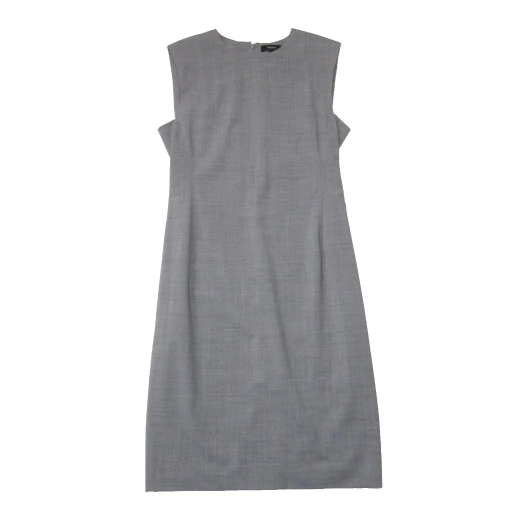 NWT Theory Sleeveless Power Sheath in Flint Grey Melange Stretch Wool Dress 8 - Image 2
