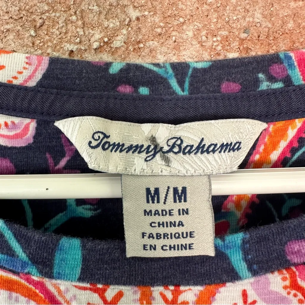 Tommy Bahama Side Tie T Shirt Dress Floral Women’s Medium Knit - Image 6