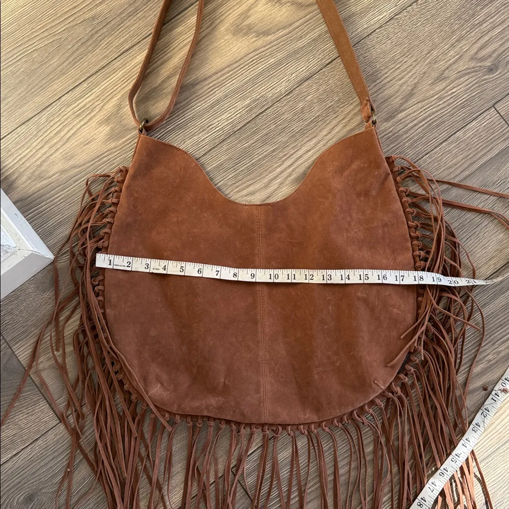 Fringe Brown Suede Shoulder Bag boho style - Image 6
