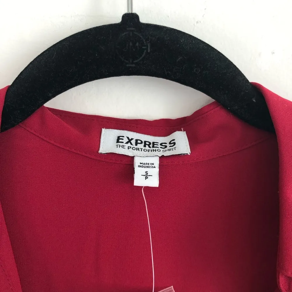 Express Portofino Office Work Blouse Shirt Small Red - Image 2