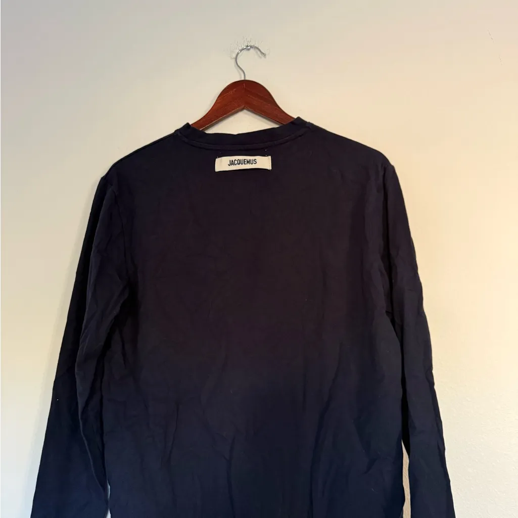 Jacquemus x Air France Navy Long Sleeve Top with White Logo - Image 3