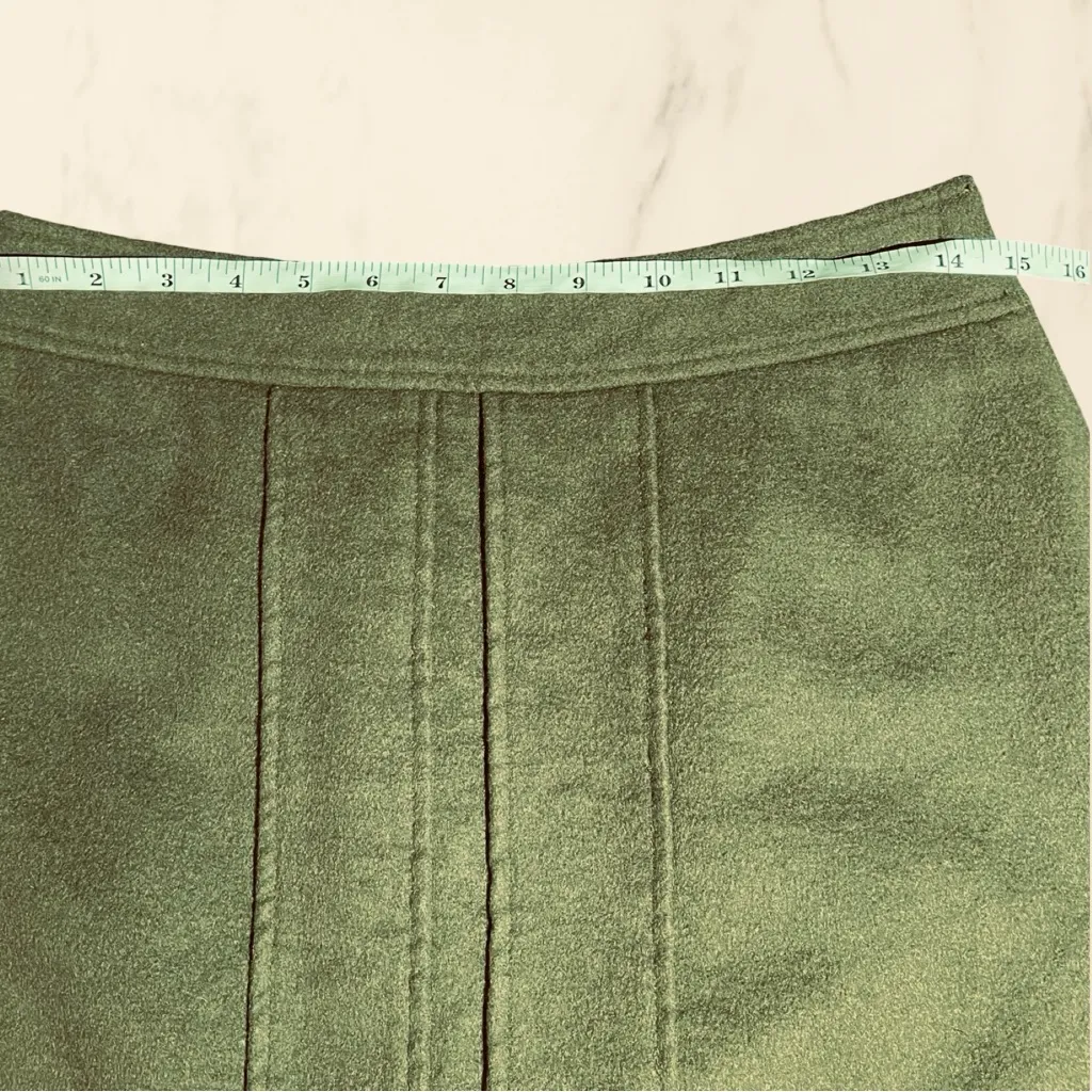 Ann Taylor Mini Skirt Size 4 Green Wool Rabbit Hair Blend Mod 60s Retro Lined - Image 2