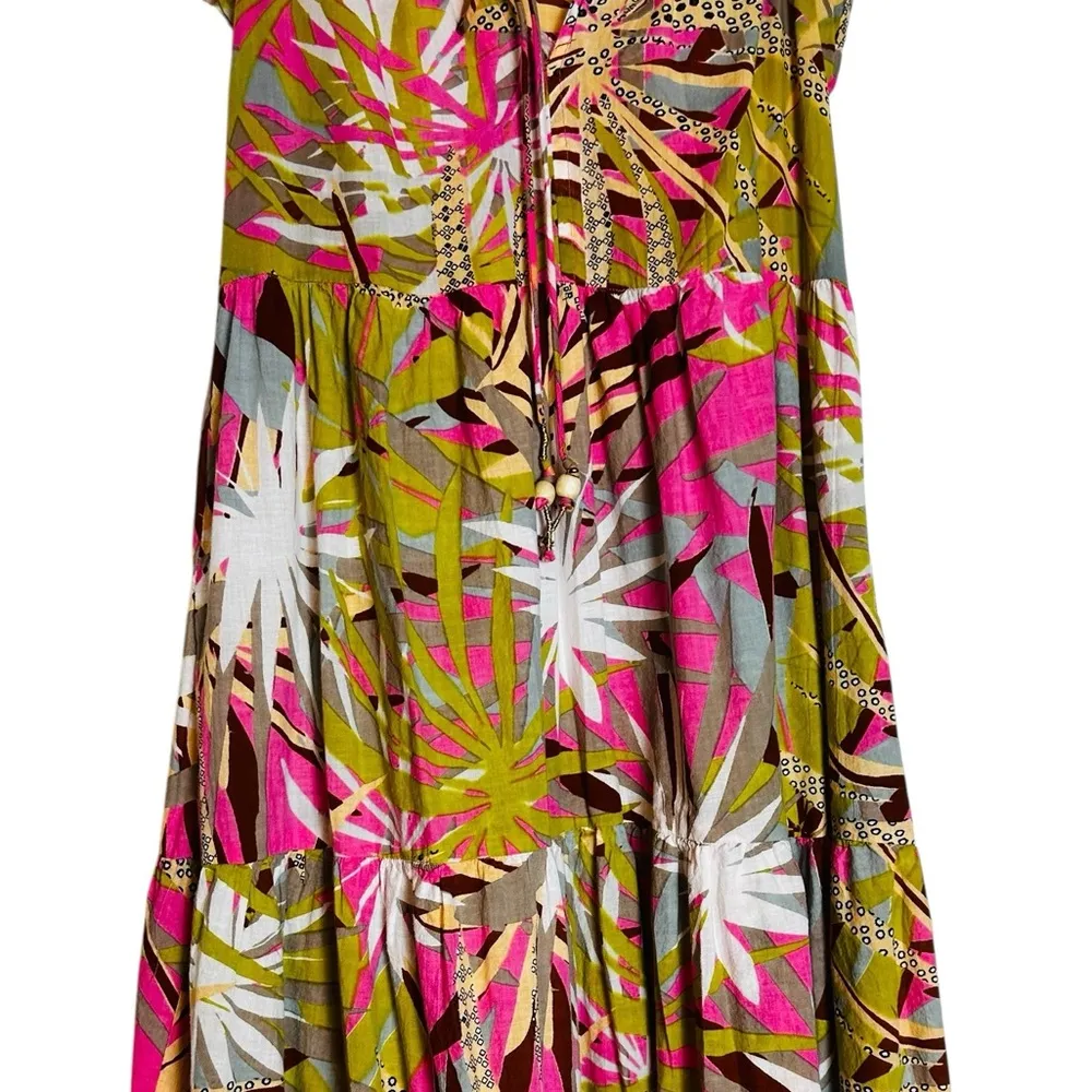 True Destinations Tiered Midi Dress Ruffle Tassels Resortwear Beach Size Small Pink - Image 7