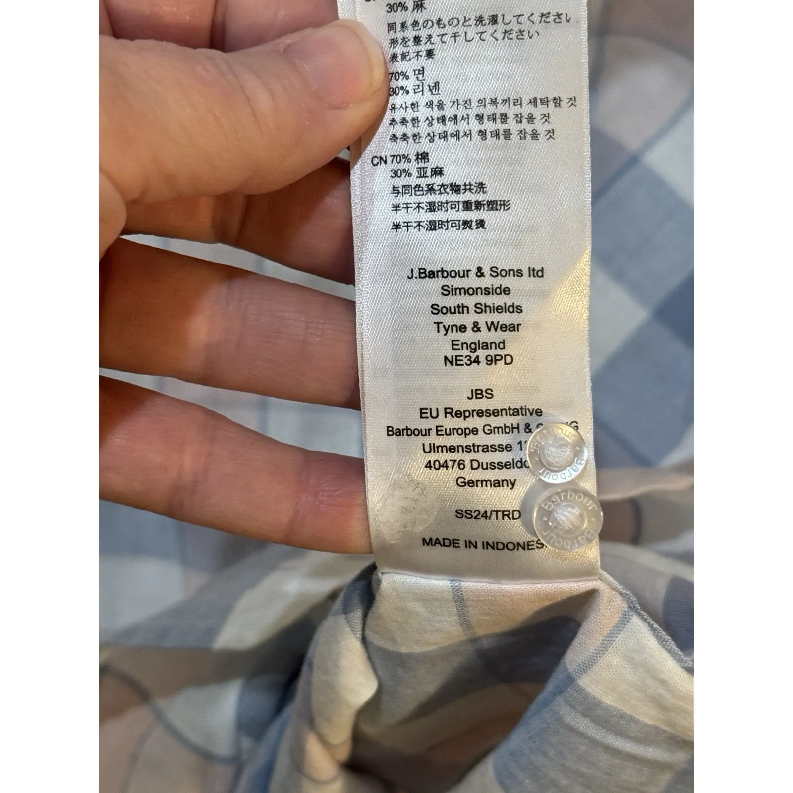 Barbour Summer Millcross Shirt Dress Linen Blend Plaid‎ Size 6 Duster - Image 10