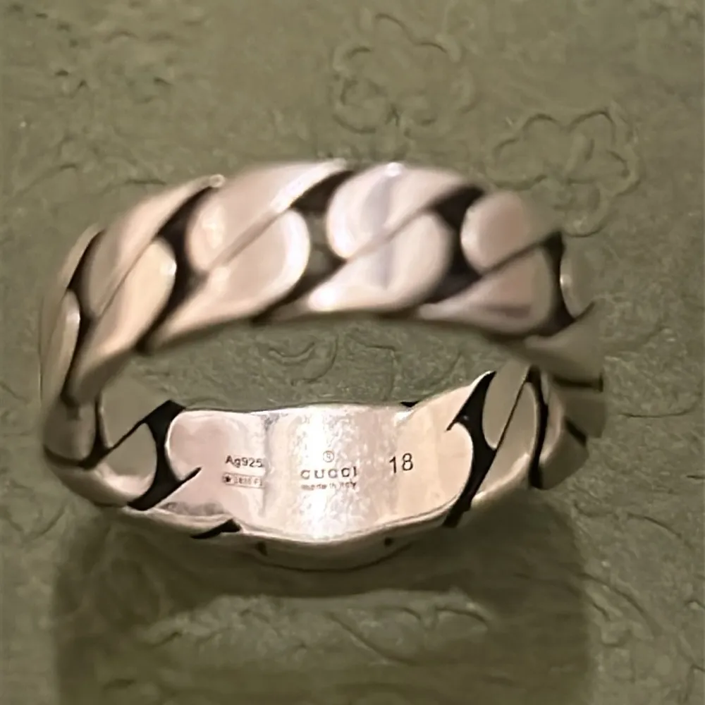 Gucci Sterling Silver Interlocking Curb Chain Ring - Image 5