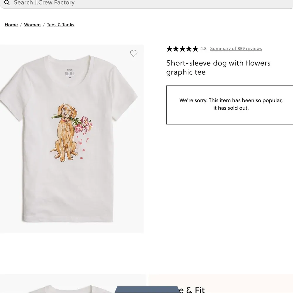 NWT J. Crew Short-sleeve dog with flowers graphic tee Sz L small seam separation - Image 2