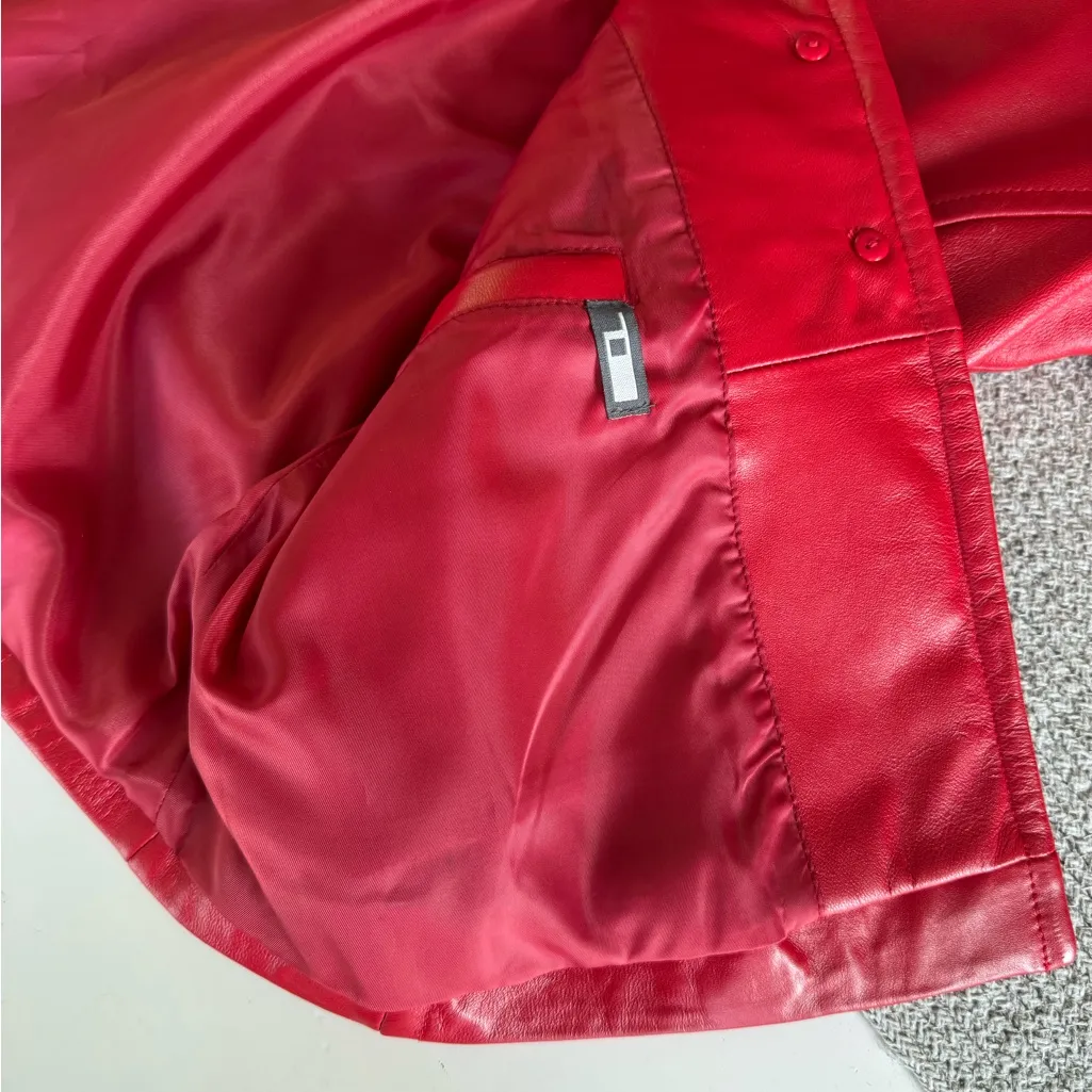 Vintage Studio Works Cherry Red Leather Jacket Coat Size Small - Image 8